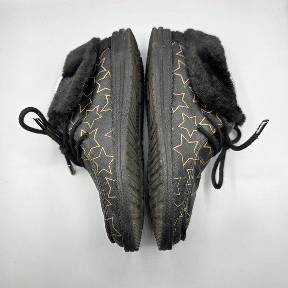 Hey Dude Britt Booties Womens 10 Starry Black Gold Faux Fur Lined Flat Comfort - Picture 8 of 13